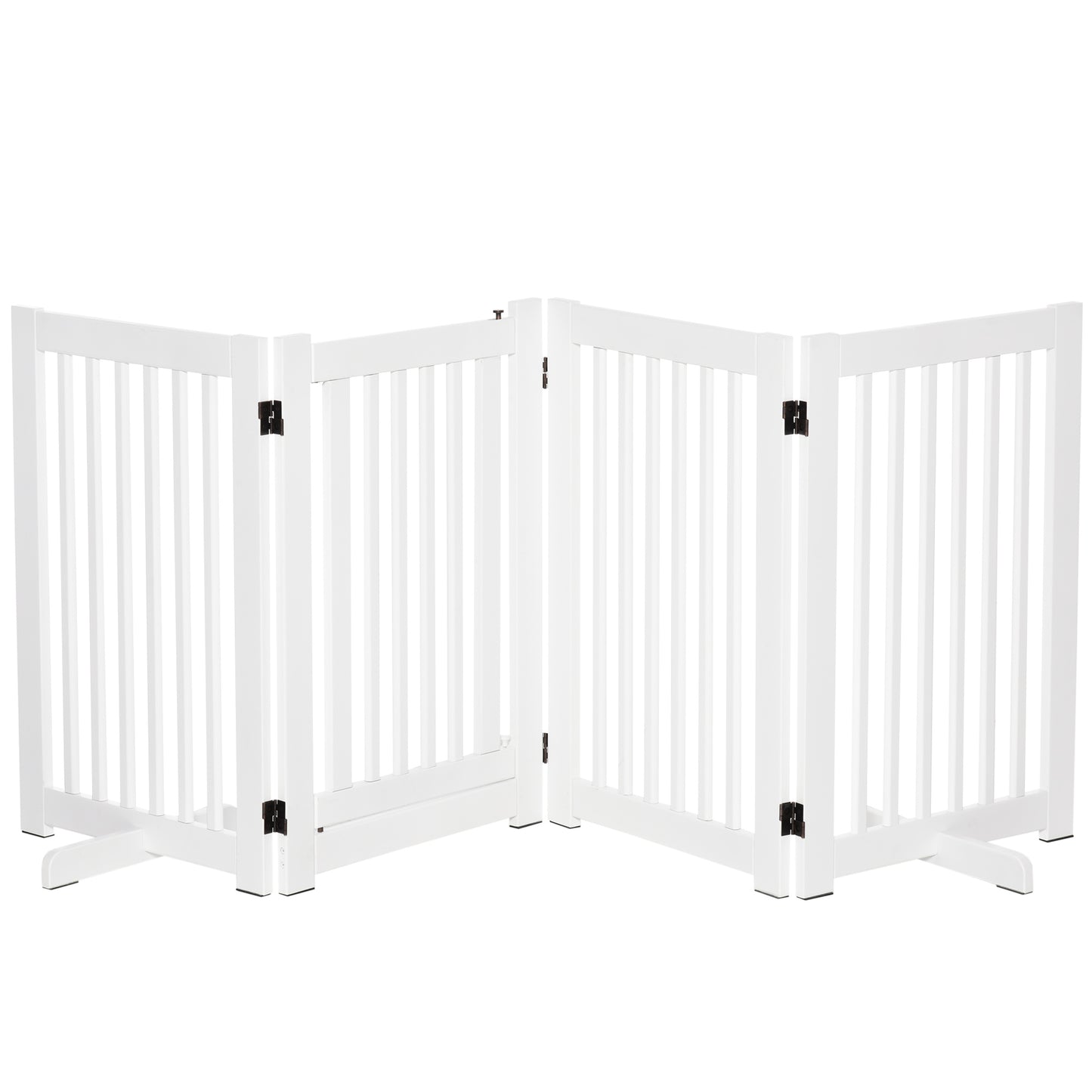 Free Standing Wooden Pet Gate Indoor Dog Barrier Foldable Step Over Doorway Fence Safety Gate with Open Door Z Shape 4 Panel Houses, Kennels & Pens at Gallery Canada