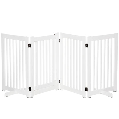 Free Standing Wooden Pet Gate Indoor Dog Barrier Foldable Step Over Doorway Fence Safety Gate with Open Door Z Shape 4 Panel Houses, Kennels & Pens at Gallery Canada