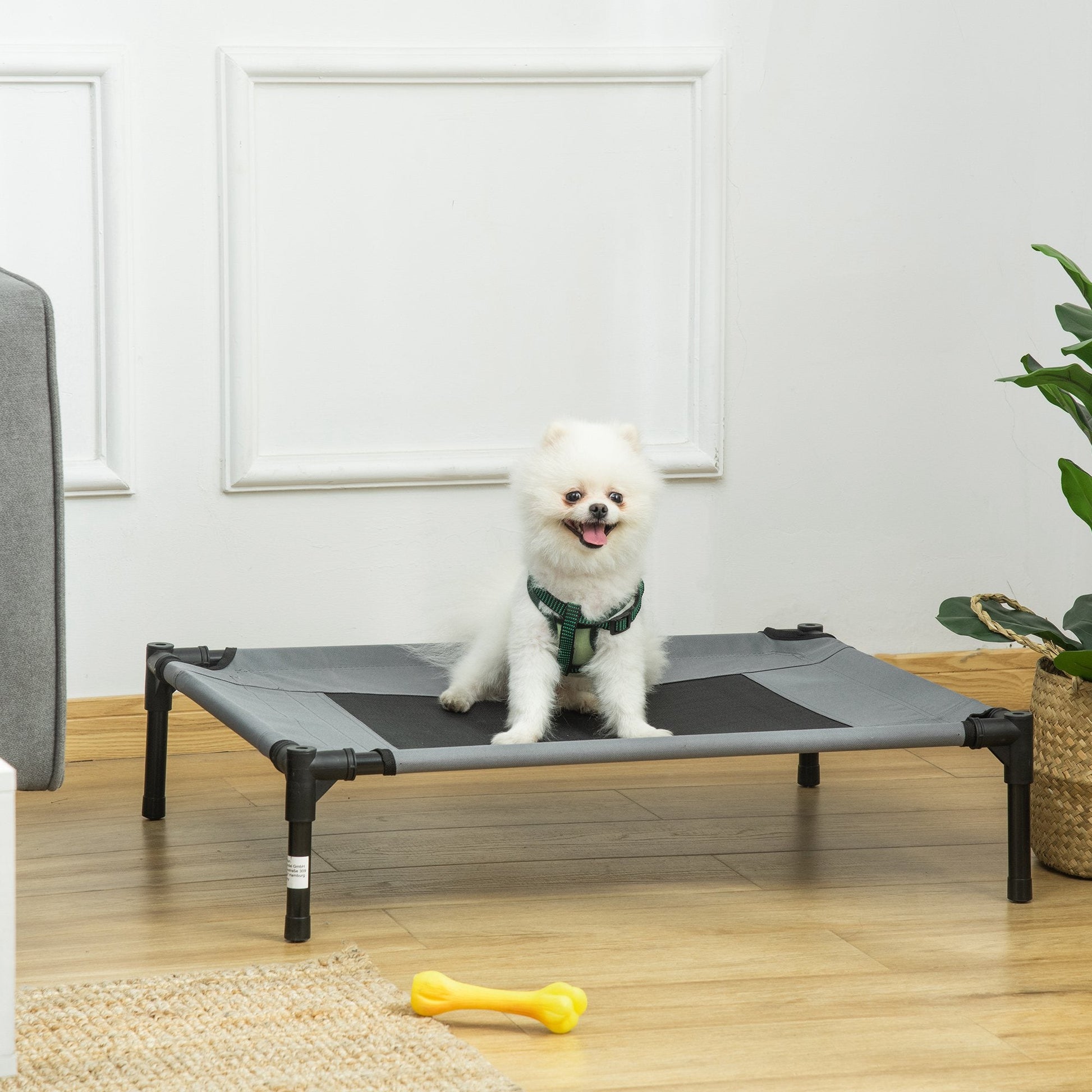 Elevated Dog Bed with Canopy, Portable Raised Dog Cot for M Sized Dogs, Indoor &; Outdoor, 30" x 24" x 29", Grey Elevated Dog Beds   at Gallery Canada