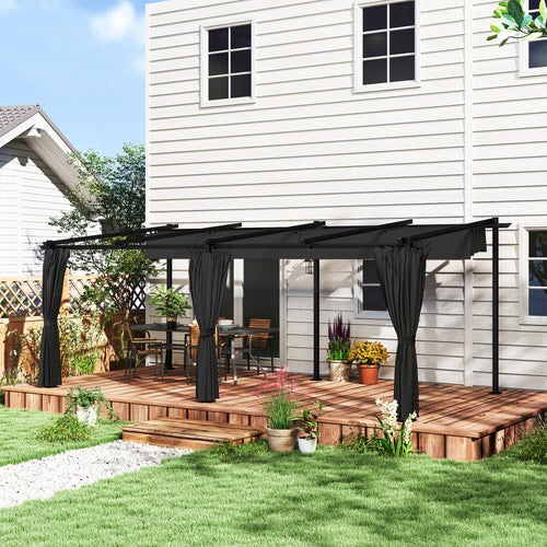 10' x 20' Metal Retractable Pergola Canopy with Sidewalls, Outdoor Gazebo UPF30+ Sun Shade Shelter for Garden, Deck