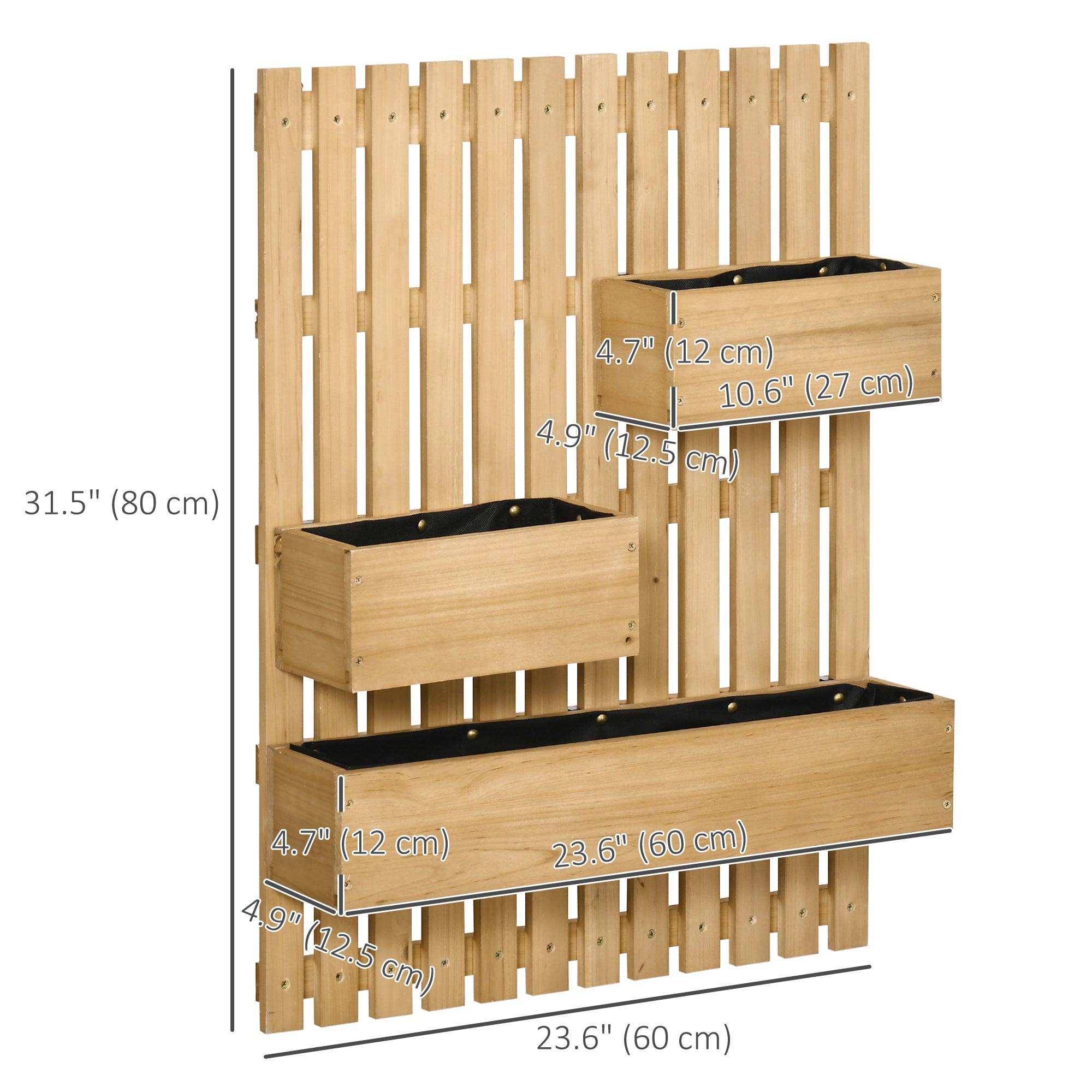 3 Box Raised Garden Bed with Trellis, Wall-Mounted Wood Planter Box Set with Drainage Hole for Flowers, Climbing Plants Raised Garden Beds at Gallery Canada