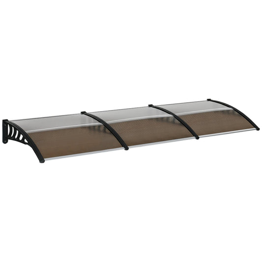 Awning Door Canopy, 119.3" x 37.8" Polycarbonate Front Door Outdoor Patio Cover for UV Protection, Brown - Gallery Canada