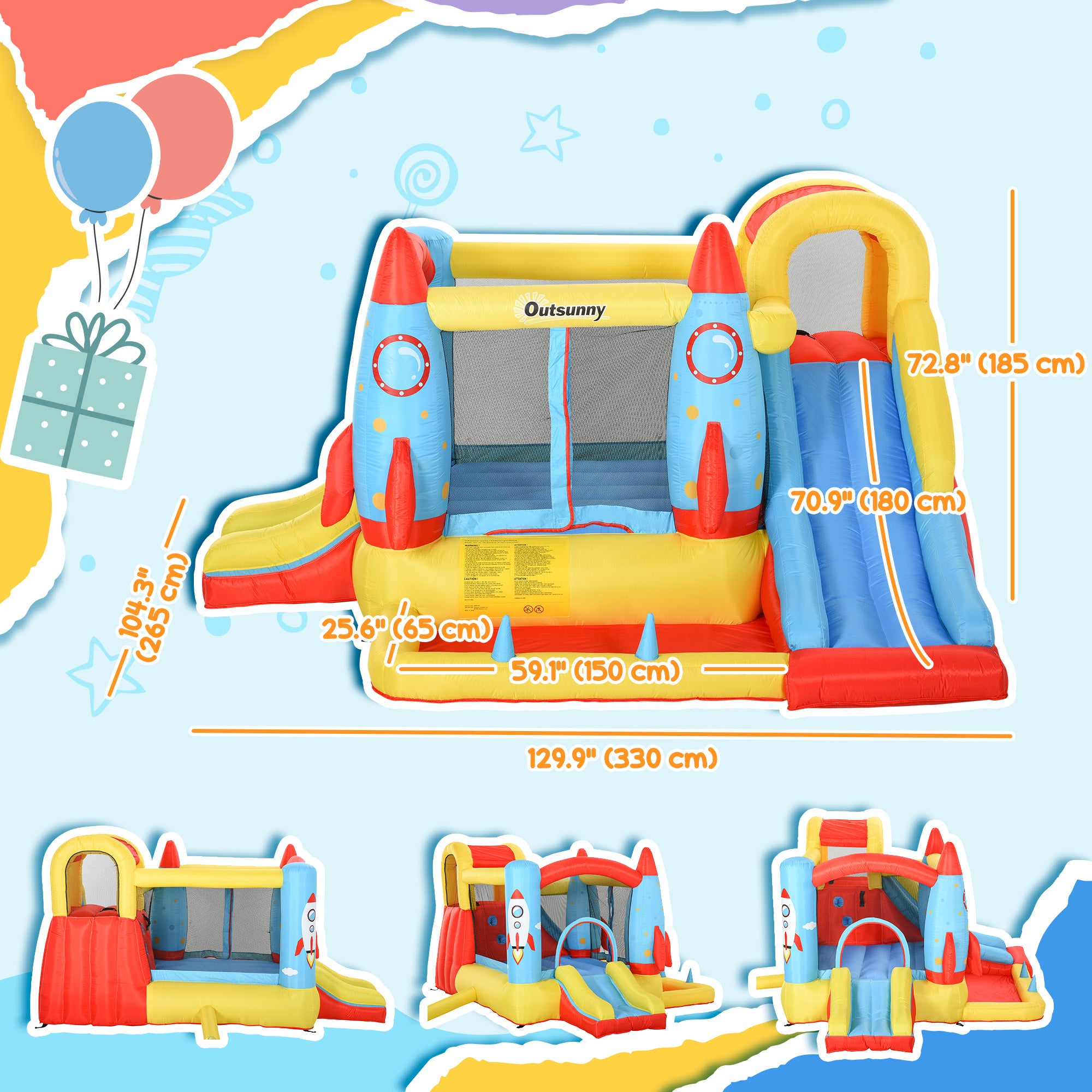 Bounce Castle Inflatable Trampoline Slide Pool Rocket Design 11.14' x 9.18' x 6.06' Inflatables at Gallery Canada