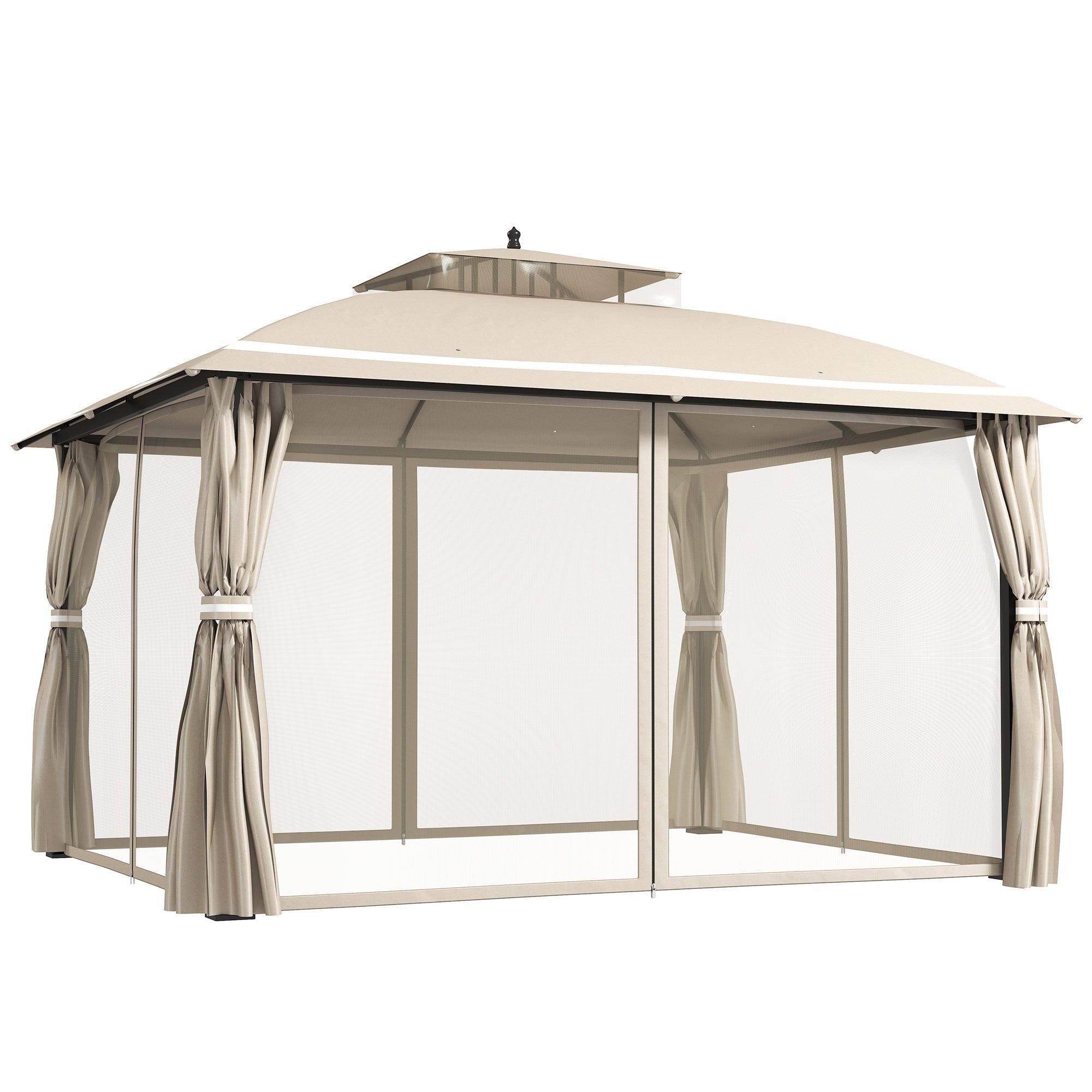 10' x 12' Outdoor Gazebo, Double Roof Patio Gazebo Canopy with Netting and Curtains for Garden, Lawn, Backyard, Deck Gazebos at Gallery Canada