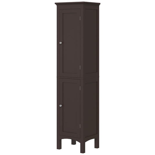 Tall Bathroom Cabinet, Freestanding Storage Organizer with Adjustable Shelves and Cupboards, 15" x 13" x 63", Dark Brown Bathroom Cabinets Dark Brown  at Gallery Canada