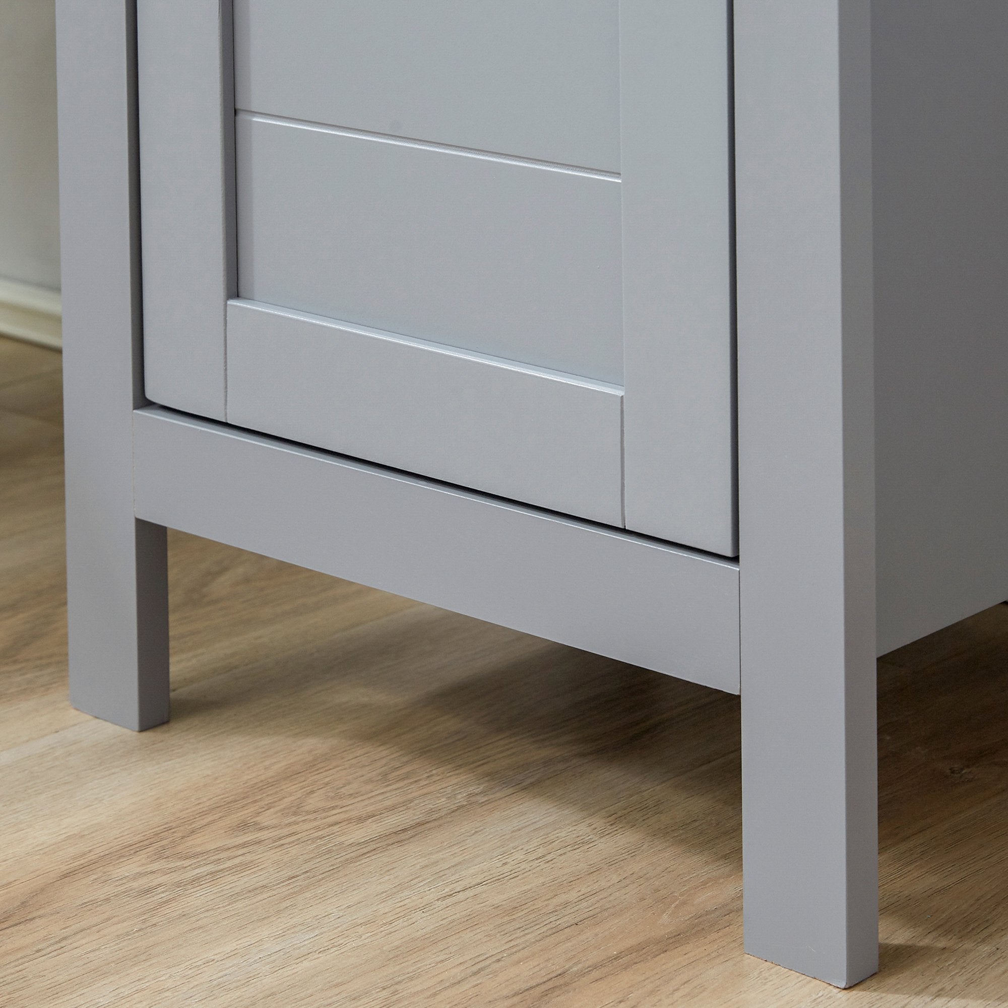 Bathroom Floor Storage Cabinet with 3 Tier Shelf and Cupboard with Door, Free Standing Linen Tower, Tall Slim Side Organizer Shelves, Grey Bathroom Cabinets   at Gallery Canada