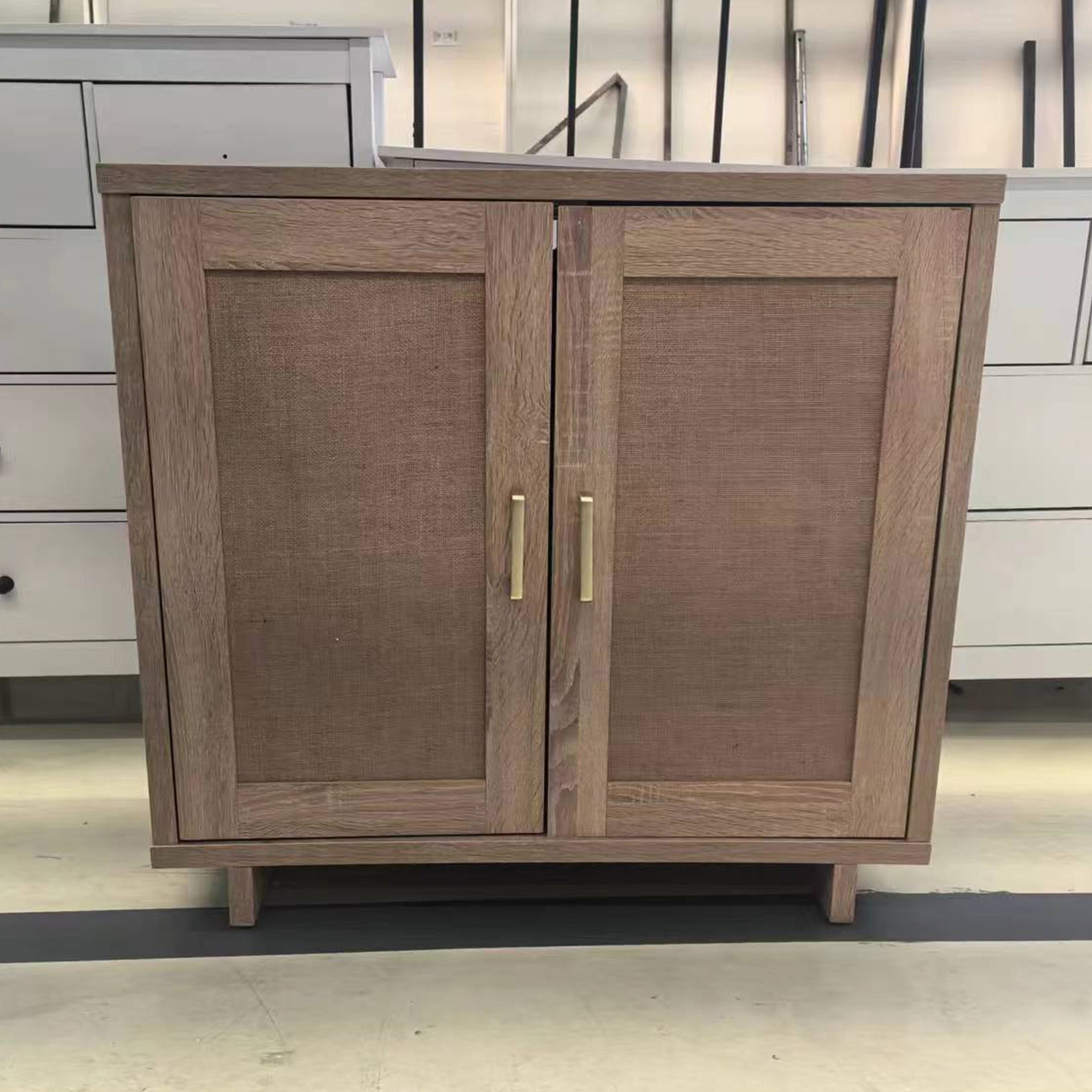 Accent Cabinet with Linen Doors and Adjustable Shelves for Living Room, Dining Room, Kitchen Storage Cabinets   at Gallery Canada