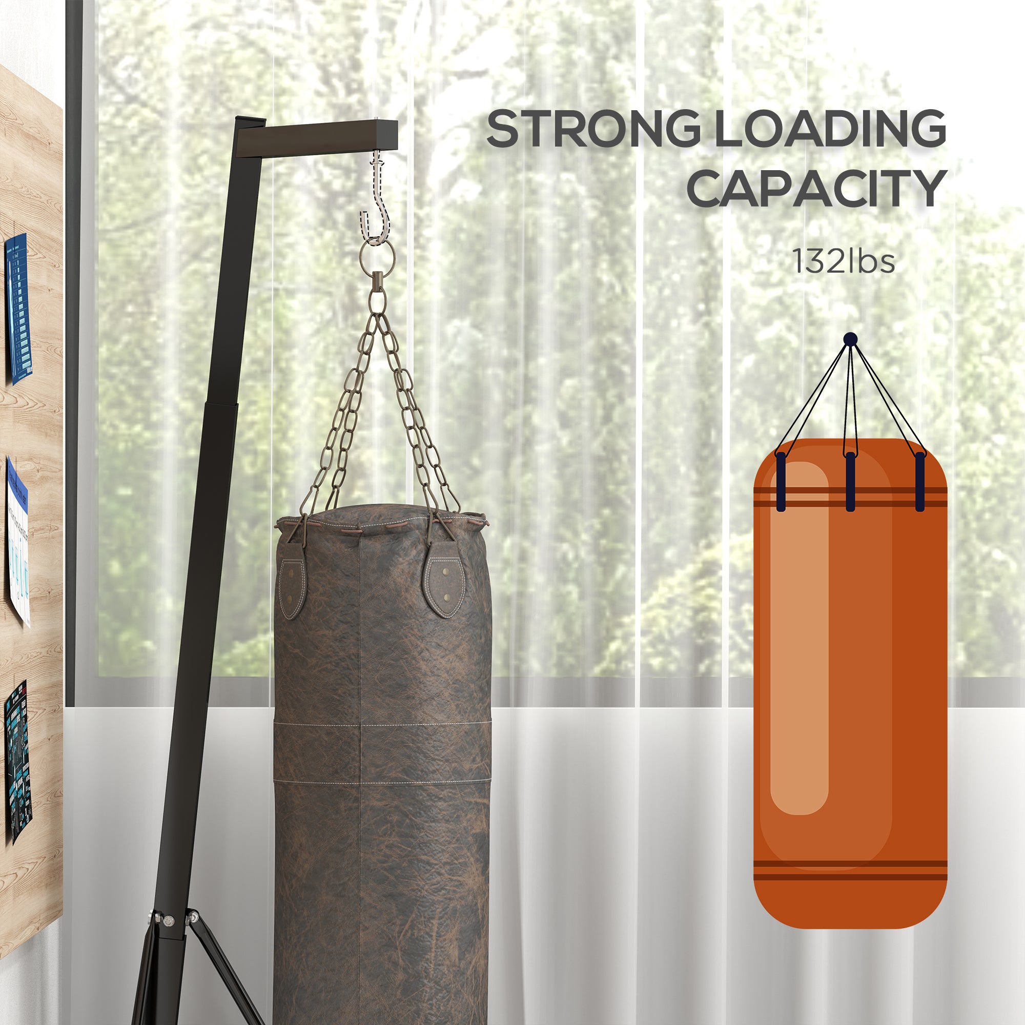 Foldable Punch Bag Stand, Adjustable Height Heavy Bag Stand with Weighted Base, Freestanding for Home Gym, Stand Only Punching Bag Hangers at Gallery Canada