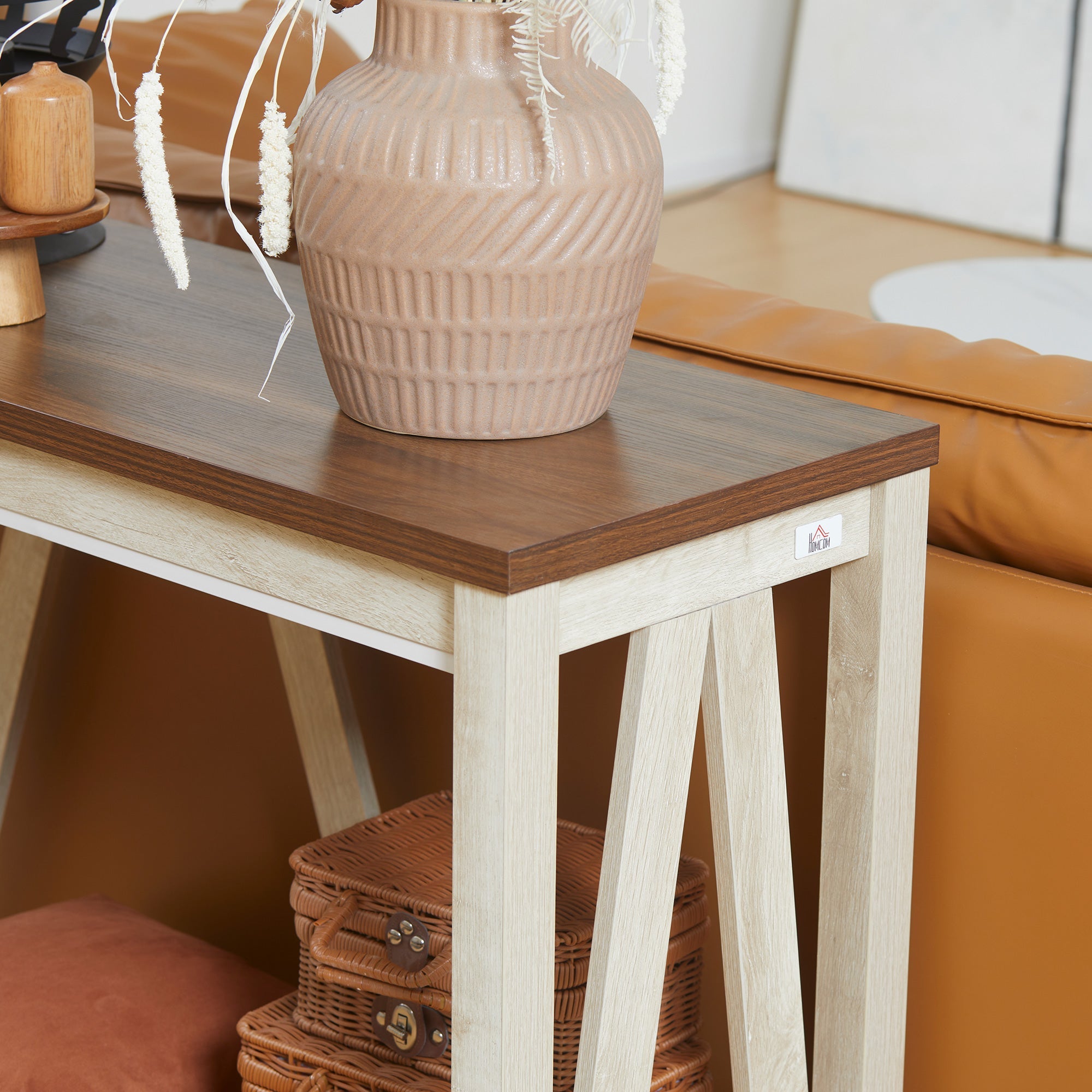 Console Table, Farmhouse Entryway Table with Storage Shelf, Rustic Sofa Table with Anti-tipper for Living Room and Entryway, Oak Console Tables   at Gallery Canada