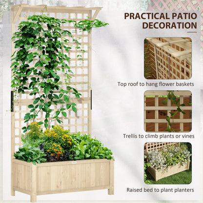 Wood Planter with Trellis for Vine Climbing, Raised Garden Bed, Privacy Screen for Backyard, Patio, Deck, Natural Wood Raised Garden Beds at Gallery Canada