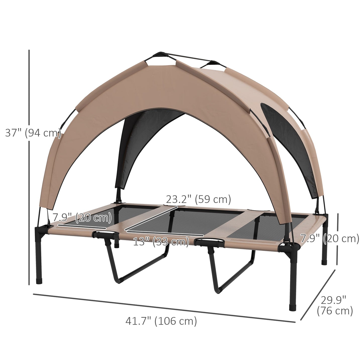 Raised Dog Bed Cooling Dog Cot w/ Canopy Washable Breathable Mesh, for Large Dogs, Coffee Elevated Dog Beds   at Gallery Canada