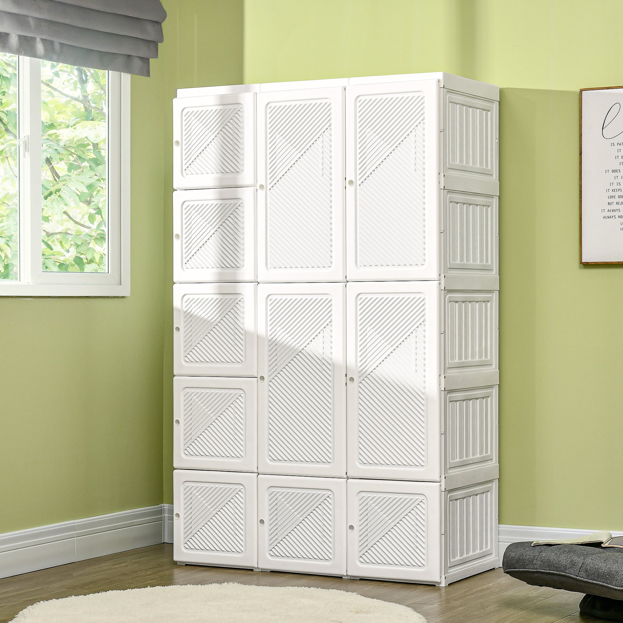 Portable Wardrobe Closet, Folding Bedroom Wardrobe, Clothes Storage Organizer with 8 Cube Compartments, White Clothing Storage at Gallery Canada