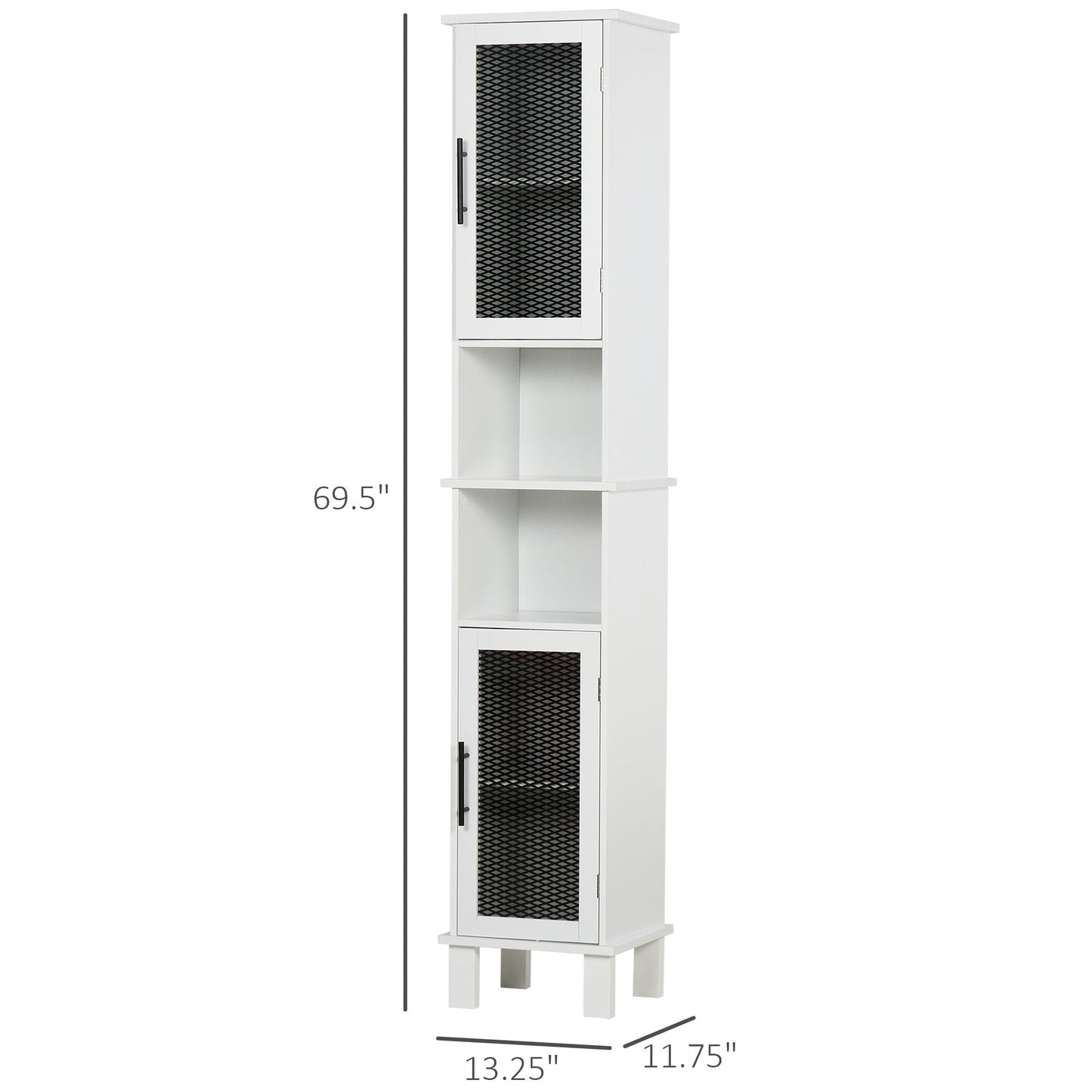 69.5"H Tall Bathroom Cabinet, Free Standing Tower Cabinet with 2 Doors, Shelves Space Saving Vertical Slim Home Storage Furniture, White Bathroom Cabinets   at Gallery Canada