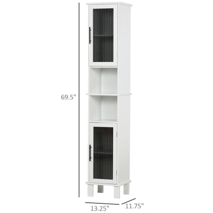 69.5"H Tall Bathroom Cabinet, Free Standing Tower Cabinet with 2 Doors, Shelves Space Saving Vertical Slim Home Storage Furniture, White Bathroom Cabinets   at Gallery Canada