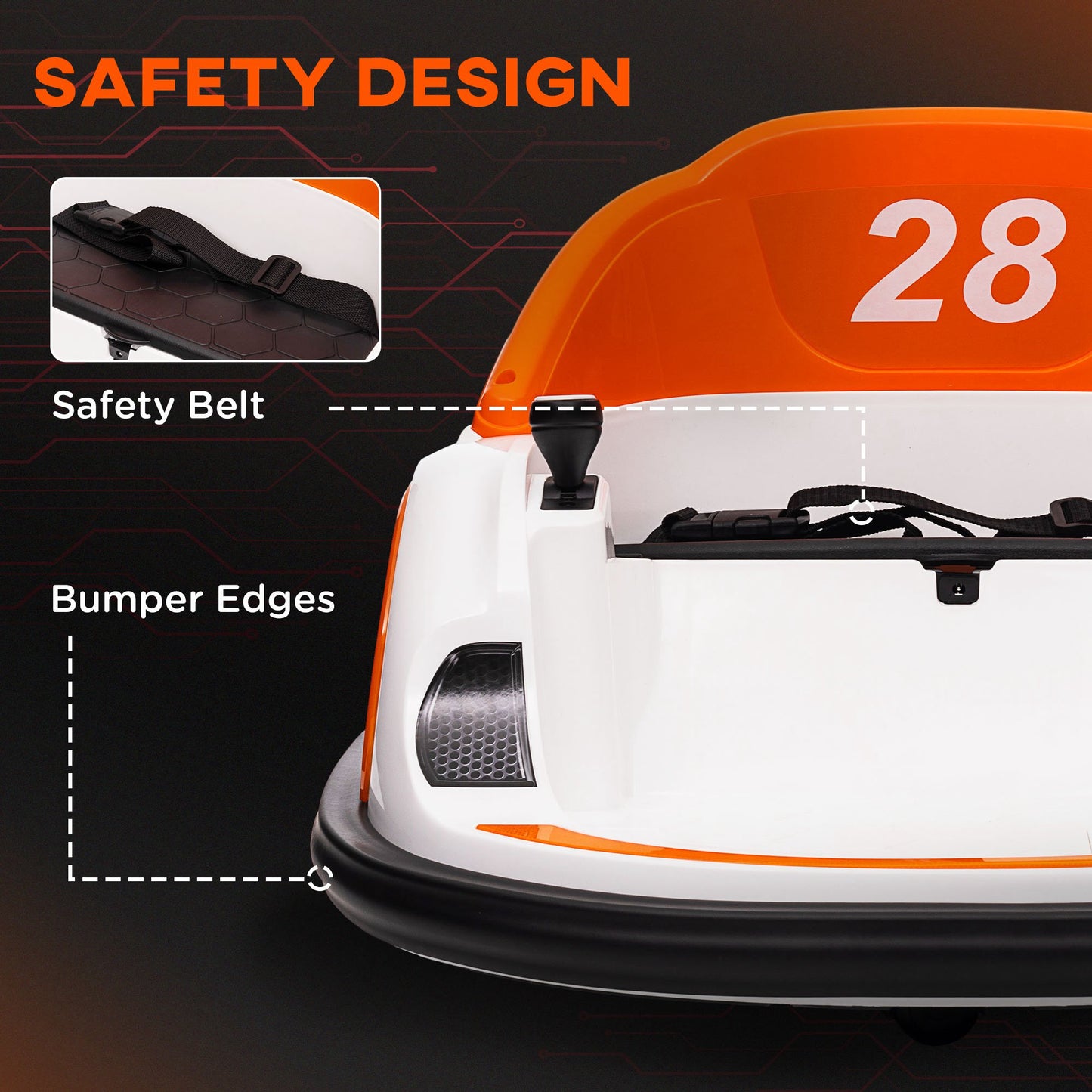 12V Bumper Car for Toddlers, Ride On Car with 360 Degree Remote Control, Lights Music Horn, for 1.5-5 Years, Orange Electric Toy Cars   at Gallery Canada