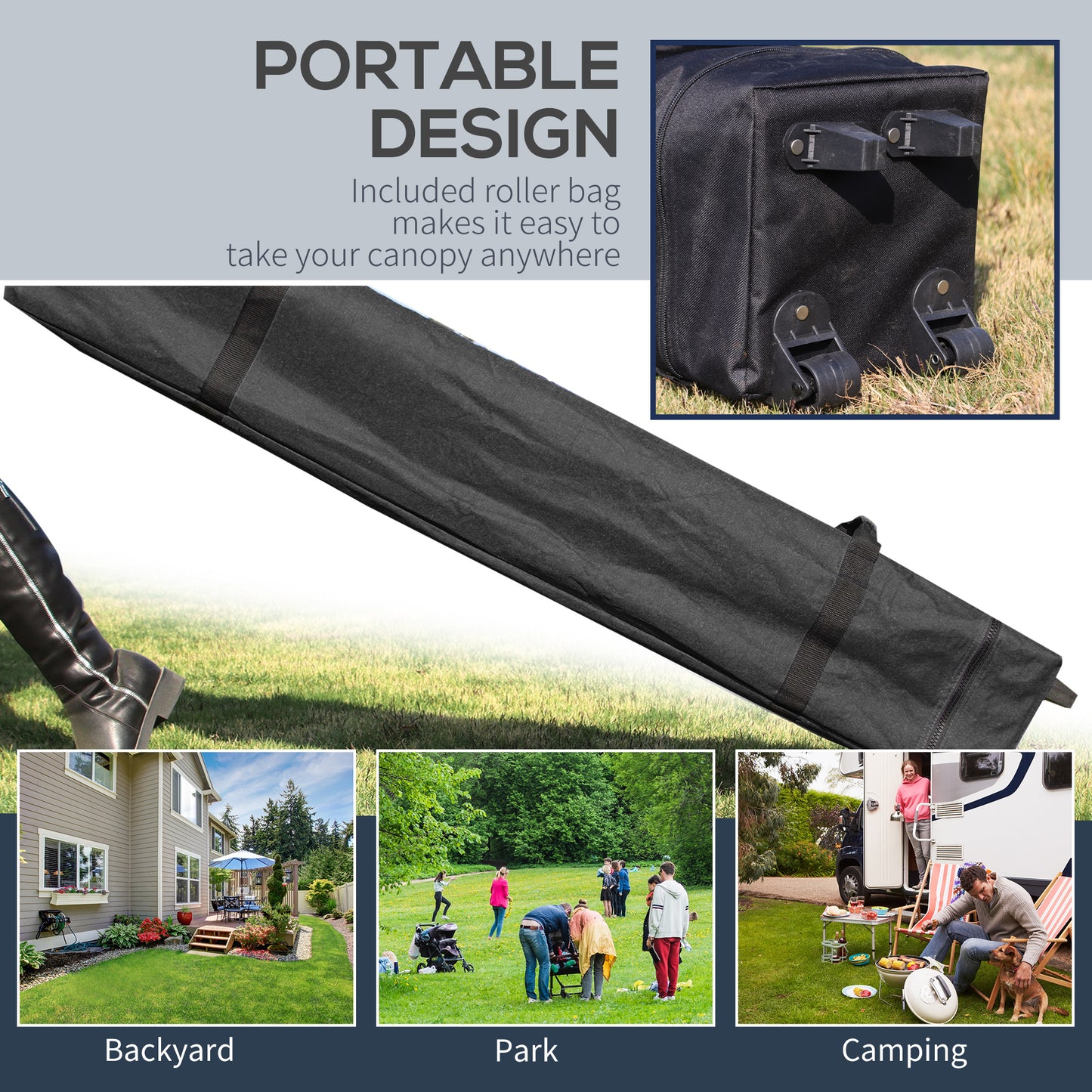 10' x 10' Pop Up Canopy Tent with Adjustable Height, 1 Sidewall, and Wheeled Carry Bag for Outdoor, Garden, Patio, Grey Pop Up Canopies at Gallery Canada