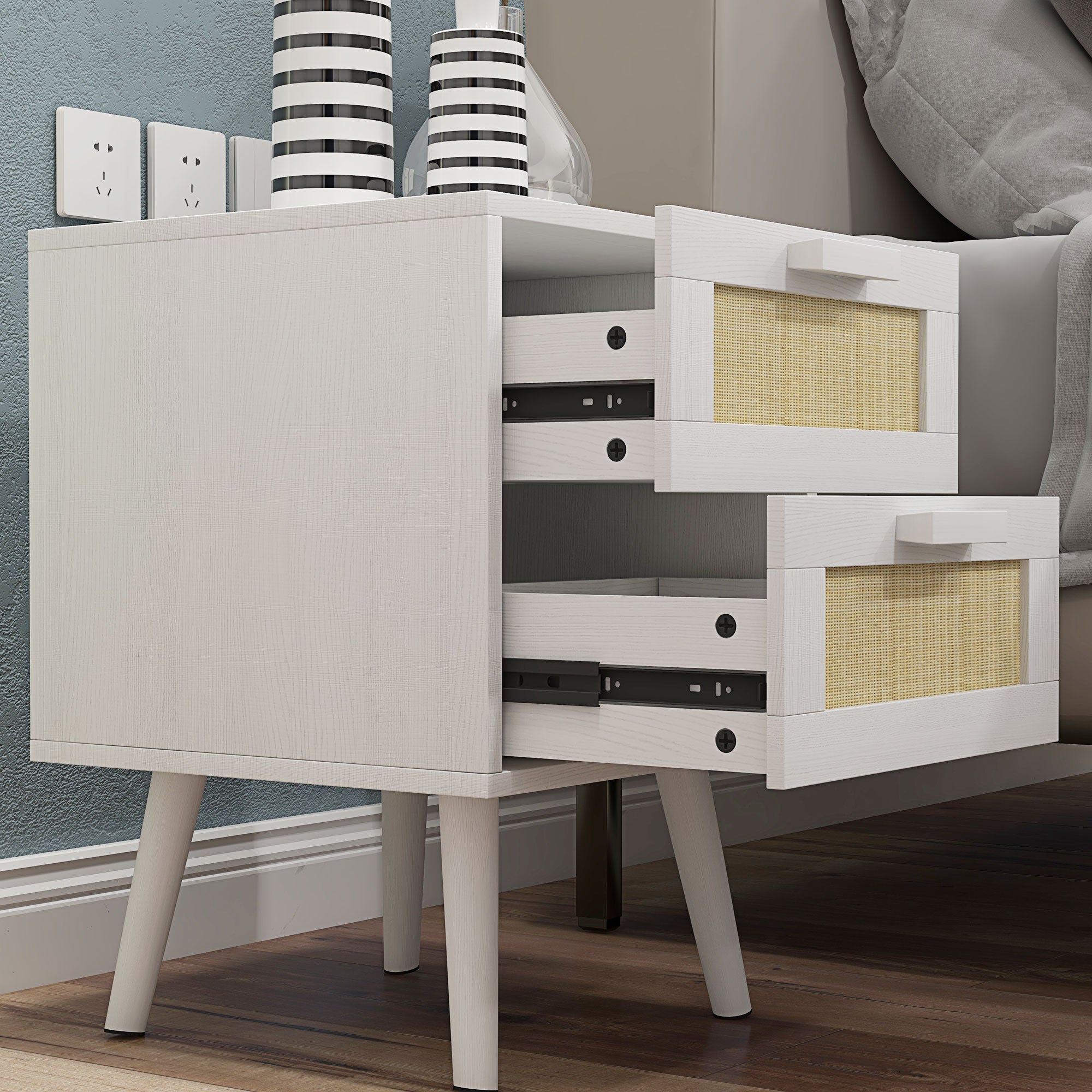 Soho Nightstands Set of 2, Bedside Tables with 2 Drawers for Living Room, Bedroom, White Bedside Tables   at Gallery Canada