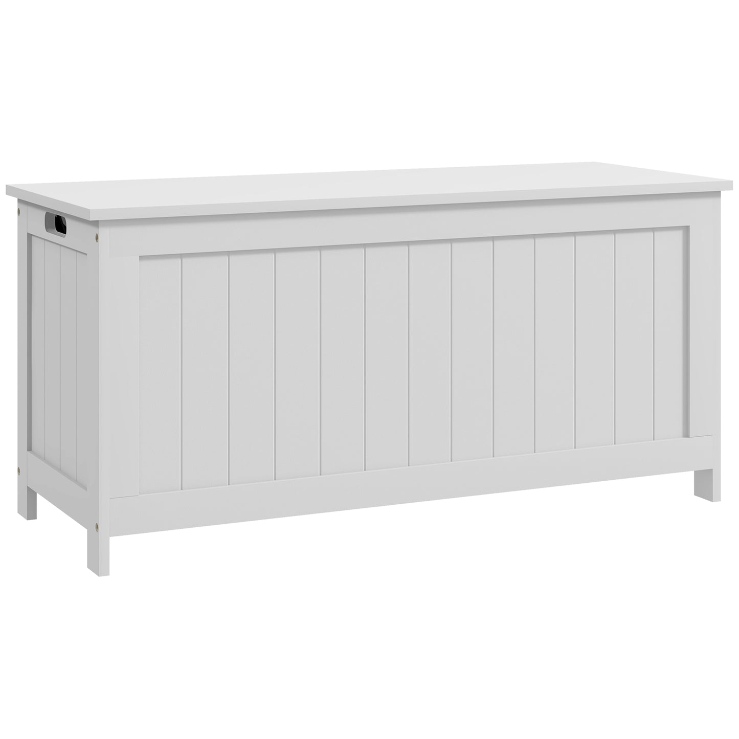 Storage Trunk with 2 Safety Hinges, Modern Entryway Bench with Side Handles, Storage Chest for Living Room, White Storage Ottomans & Benches at Gallery Canada