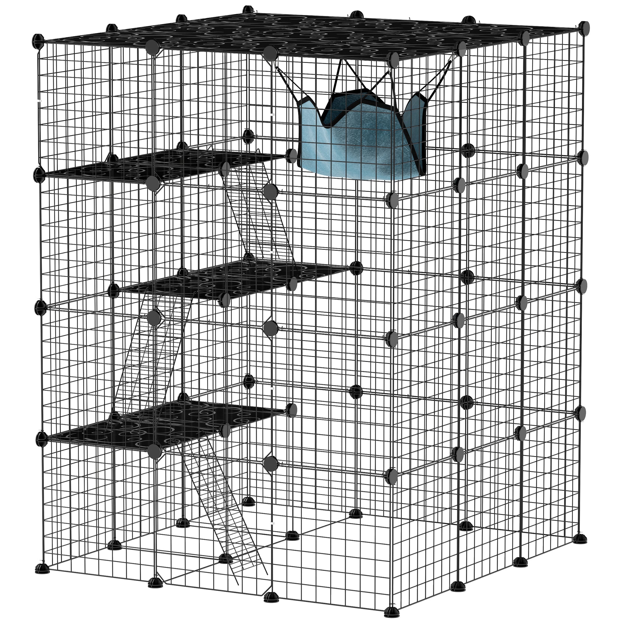 4 Tier DIY Cat Cage Indoor, Catio for 1-3 Cats with Hammock, 5 Doors, 3 Ramps, 3 Jumping Platforms, for 1-3 Cats, Black Outdoor Cat Enclosures at Gallery Canada
