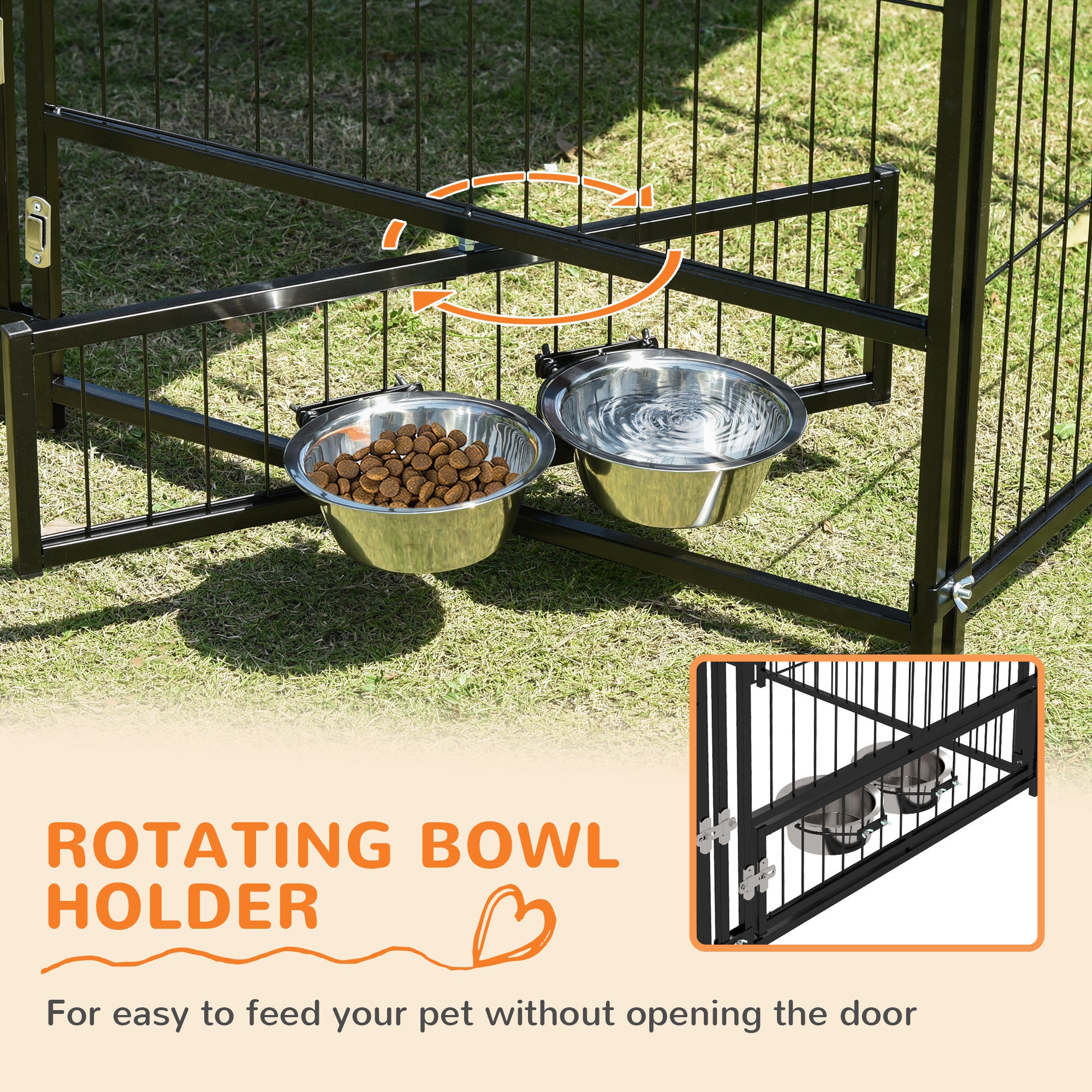 4.6' x 4.6' x 5' Outdoor Dog Kennel with Canopy, Rotating Bowls, Coffee Houses, Kennels & Pens at Gallery Canada