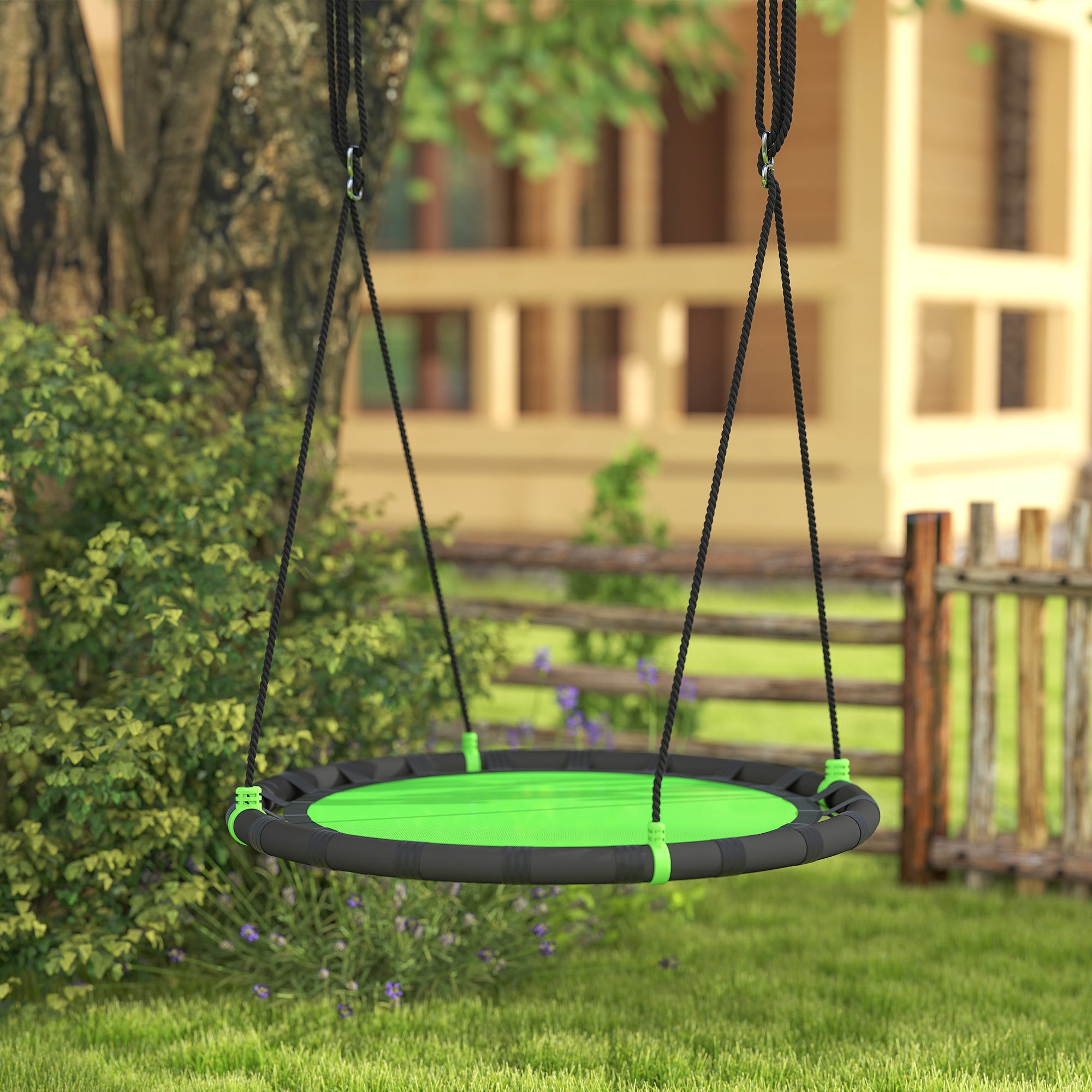 39 inch Saucer Tree Swing Set for Kids with Adjustable Hanging Ropes for Outdoor, Backyard, Green Gym Sets & Swings at Gallery Canada