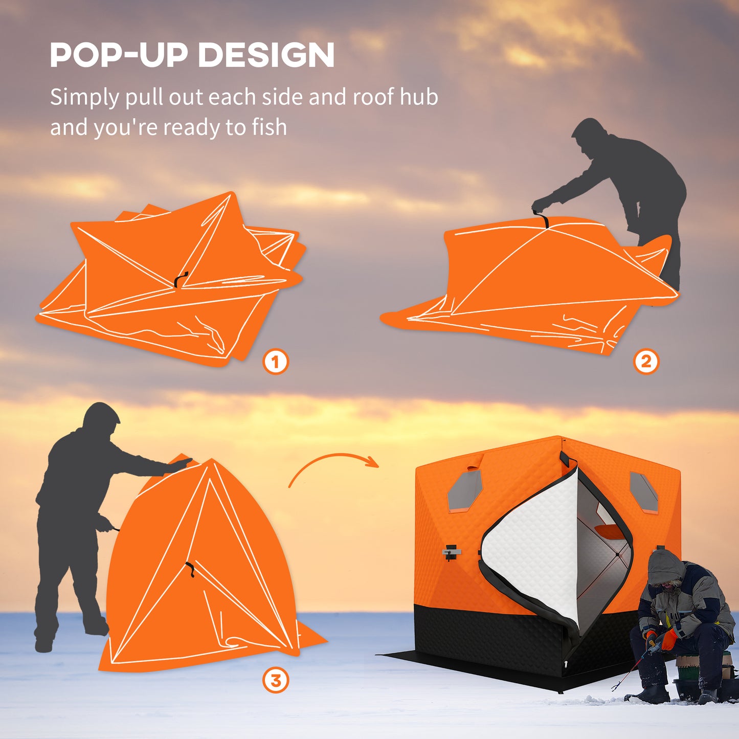 2-3 Person Insulated Ice Fishing Shelter, Pop up Ice Fishing Tent with Windows, Vents and Carry Bag, for Low-Temp -22℉ Ice Fishing Tents   at Gallery Canada