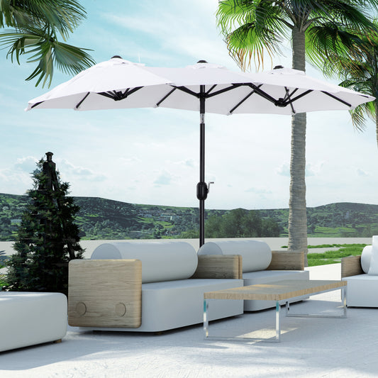9.5' Double-sided Outdoor Patio Umbrella with Tilt, Crank and Vents, Cream White - Gallery Canada