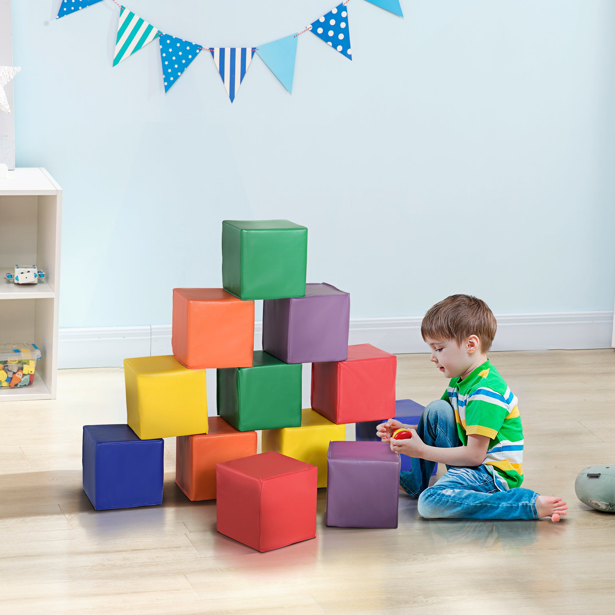 12 Piece Soft Play Blocks Soft Foam Toy Building And Stacking Blocks - Multicolours Baby Gym & Playmats at Gallery Canada