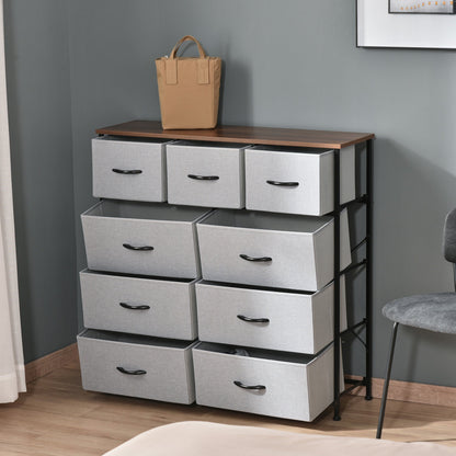 9 Bins Storage Chest Dresser Organizer Unit w/ Steel Frame, Wood Top, Easy Pull Fabric Bins, for Living Room, Hallway, Entryway Storage Cabinets   at Gallery Canada