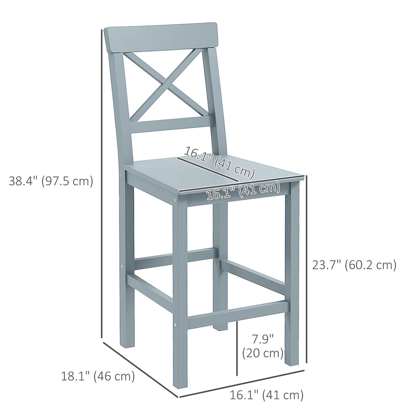 Counter Height Stools Set of 2, Farmhouse Bar Stools with Backs, Solid Wood Counter Stools for Kitchen Island Bar Stools   at Gallery Canada