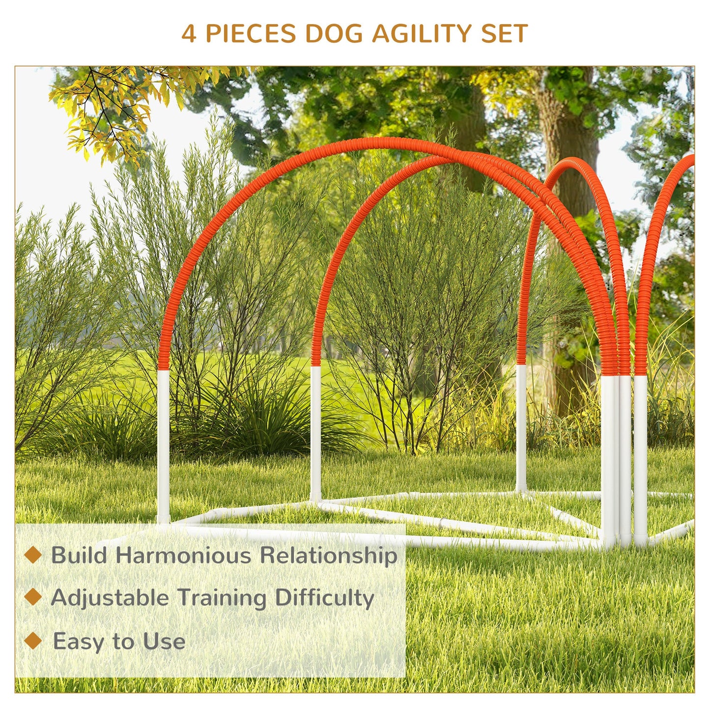 Dog Agility Kit Pet Obstacle Course Training Equipment Outdoor with Weave Poles, Carry Bag, Orange Dog Agility Training Equipment   at Gallery Canada