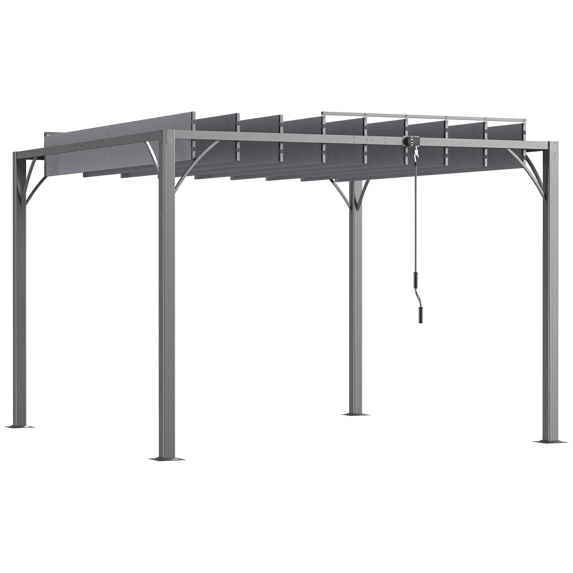 9.5' x 9.7' Outdoor Pergola with Retractable Roof, Aluminium Louvered Pergola Canopy Gazebo for Lawn Garden Patio, Grey Pergolas at Gallery Canada
