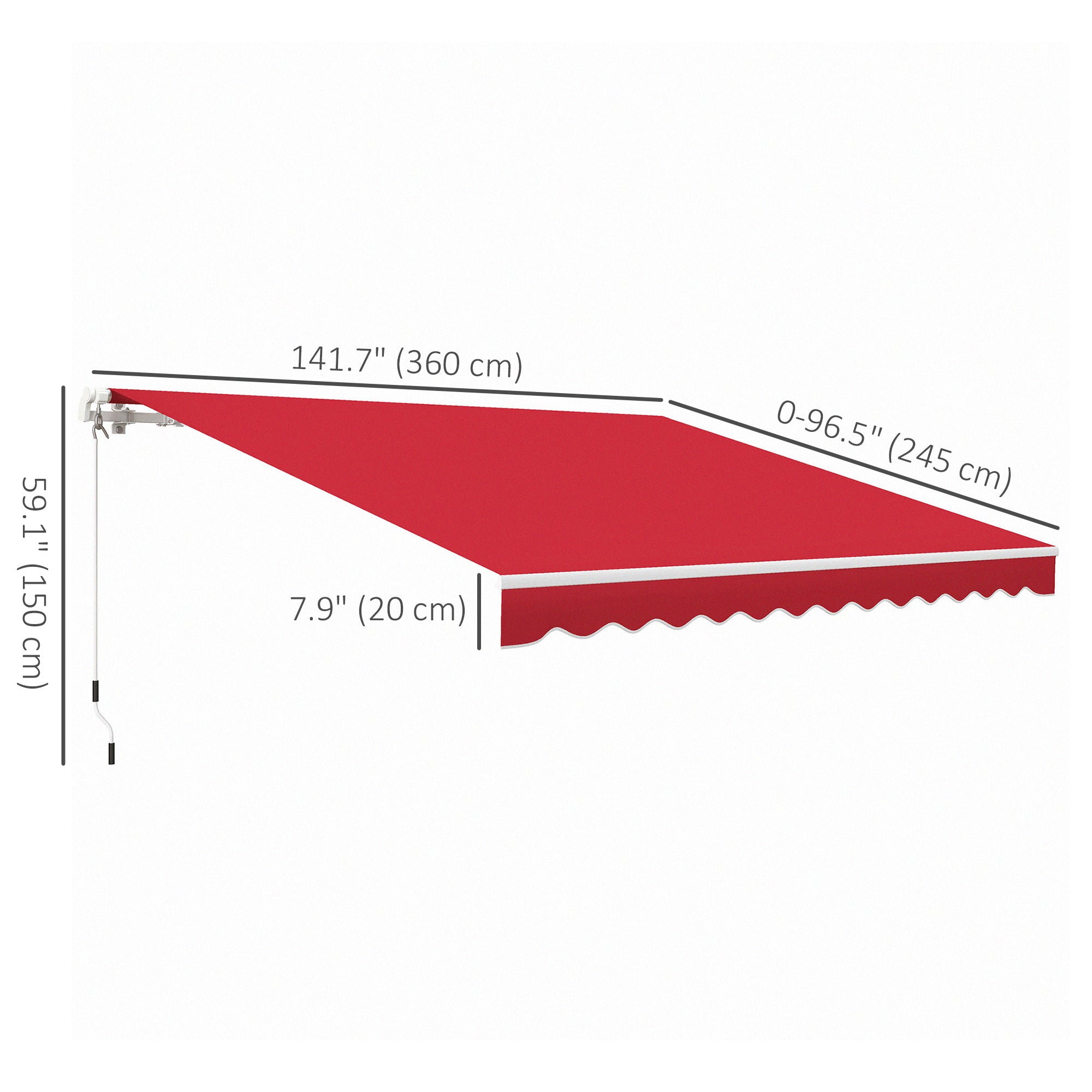 12' x 10' Retractable Awning Patio UV Resistant Fabric and Aluminum Frame for Deck, Balcony, Yard, Wine Red Deck Awnings at Gallery Canada