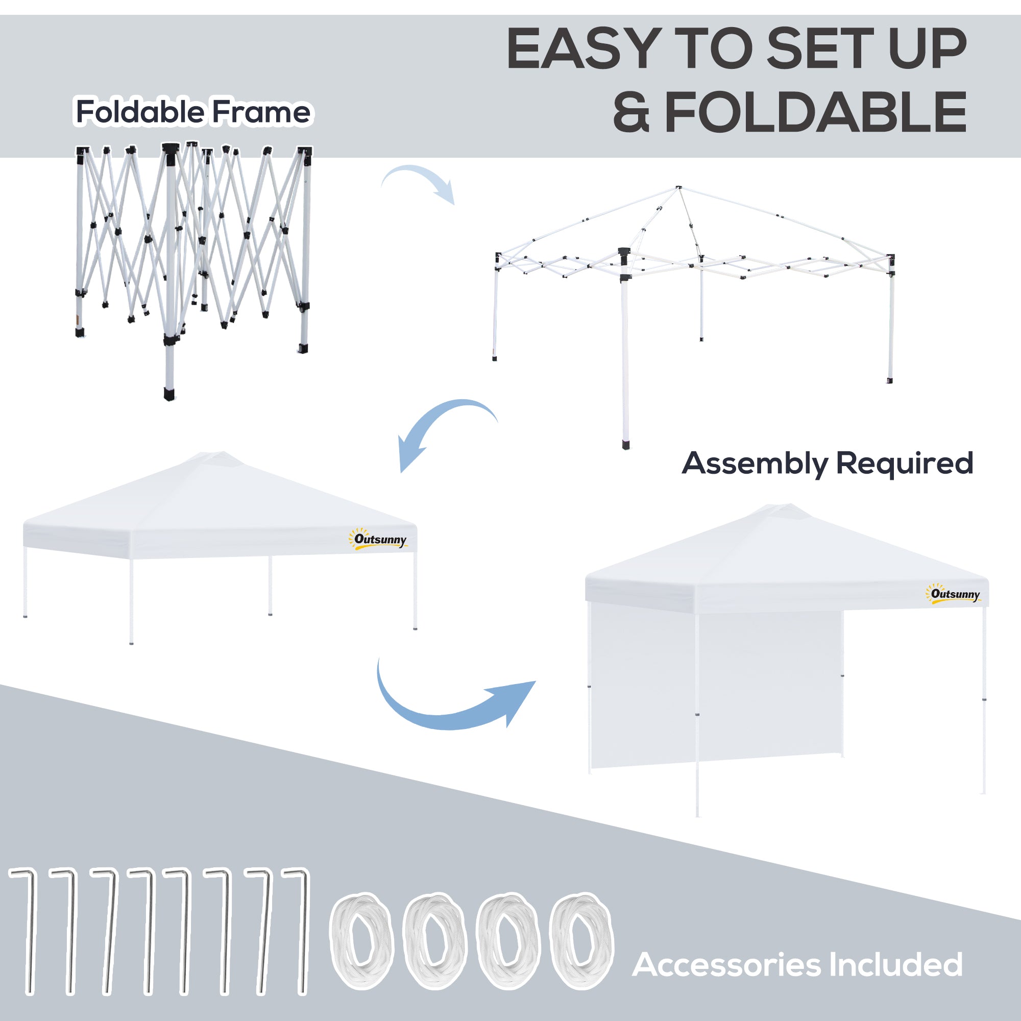 10' x 10' Pop Up Canopy Tent with Adjustable Height, 1 Sidewall, and Wheeled Carry Bag for Outdoor, Garden, Patio, White Pop Up Canopies at Gallery Canada