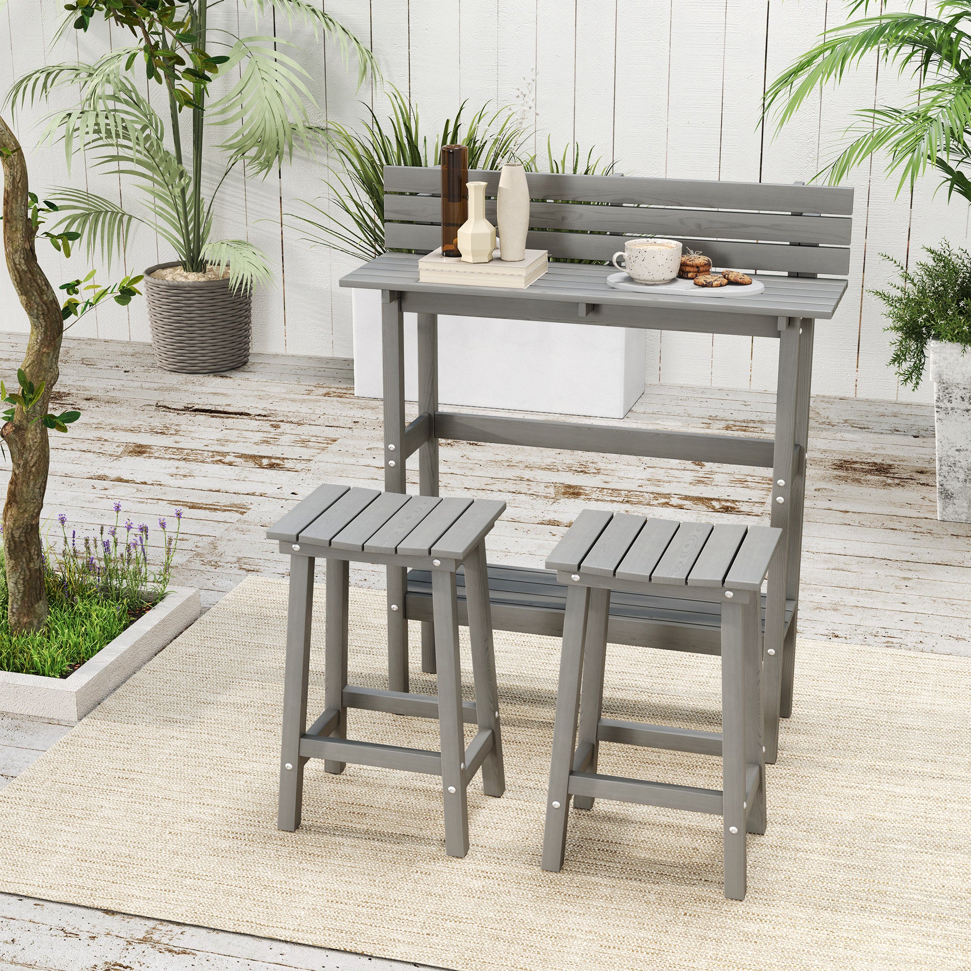 3 Piece Patio Bar Set with 43