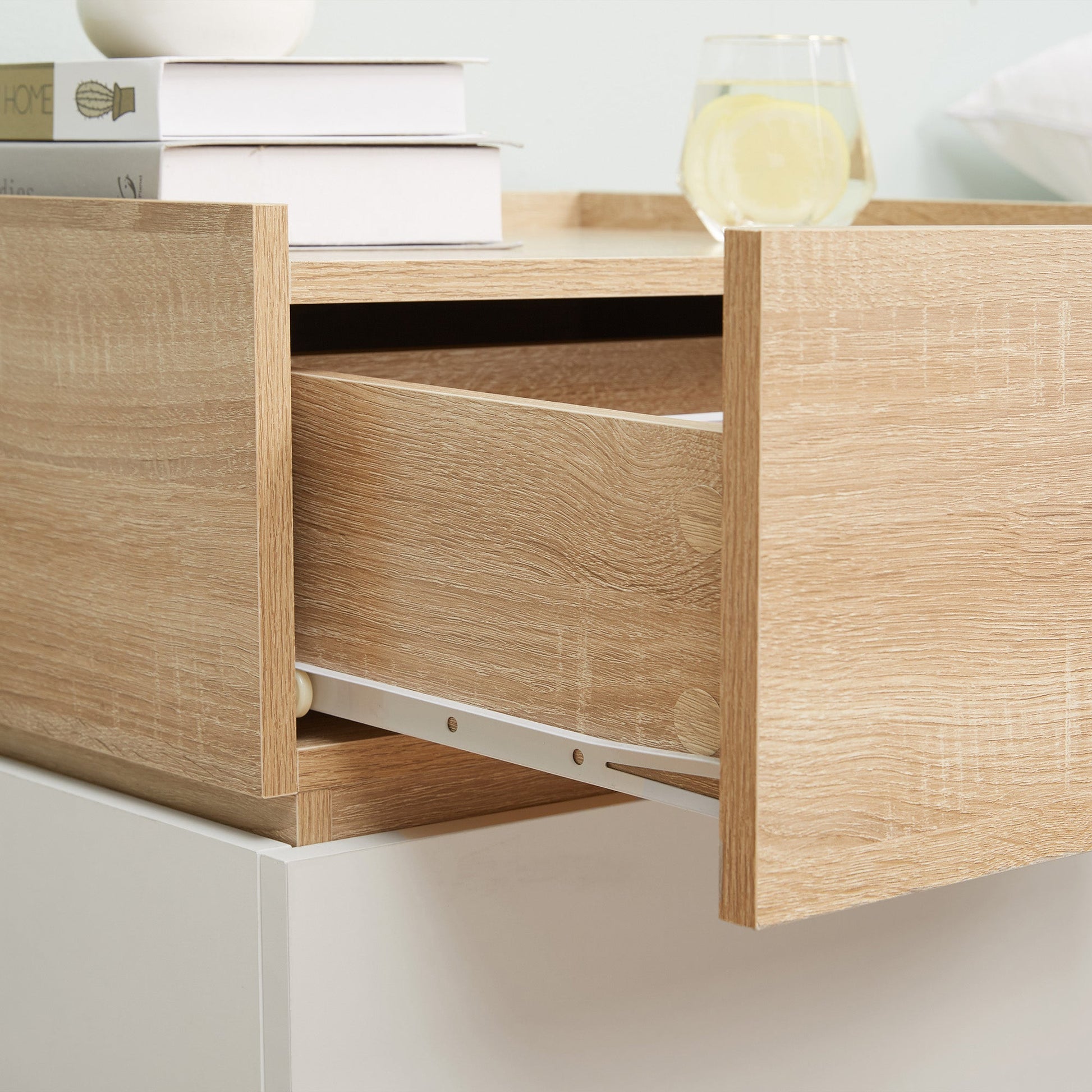 Bedside Table with 2 Stackable Drawers, Modern Nightstand, End Table for Bedroom, Natural Bedside Tables   at Gallery Canada