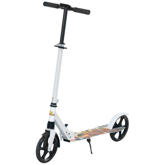 Kick Scooter for Kids Ages 6-12 with Adjustable Height, Rear-Fender Brake, 200mm Big Wheel, Foldable Design, White Scooters at Gallery Canada