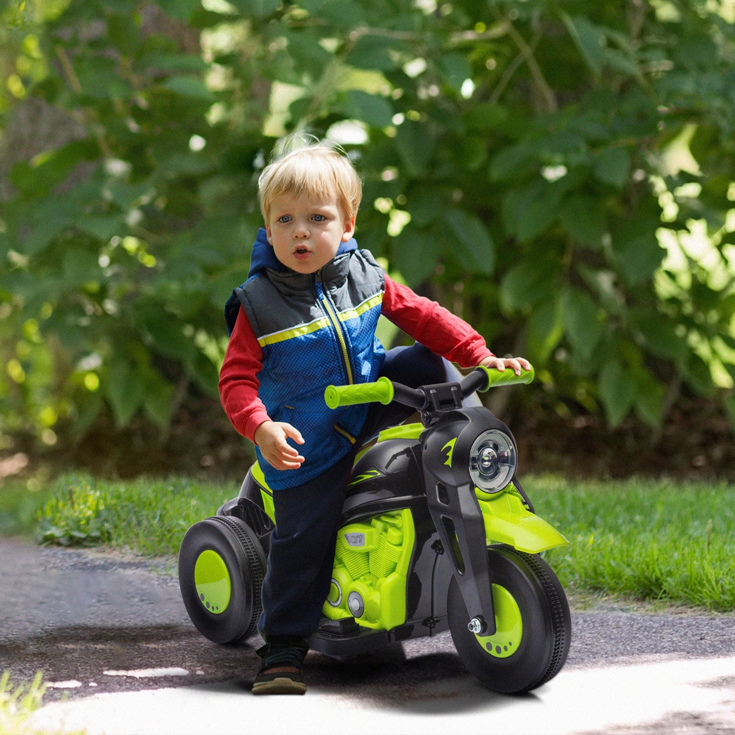 Electric Motorcycle for Kids, 6V Ride on Bubble Car with LED Headlight, Music, Pedal, for 2-5 Years Green Electric Motorcycles Green  at Gallery Canada