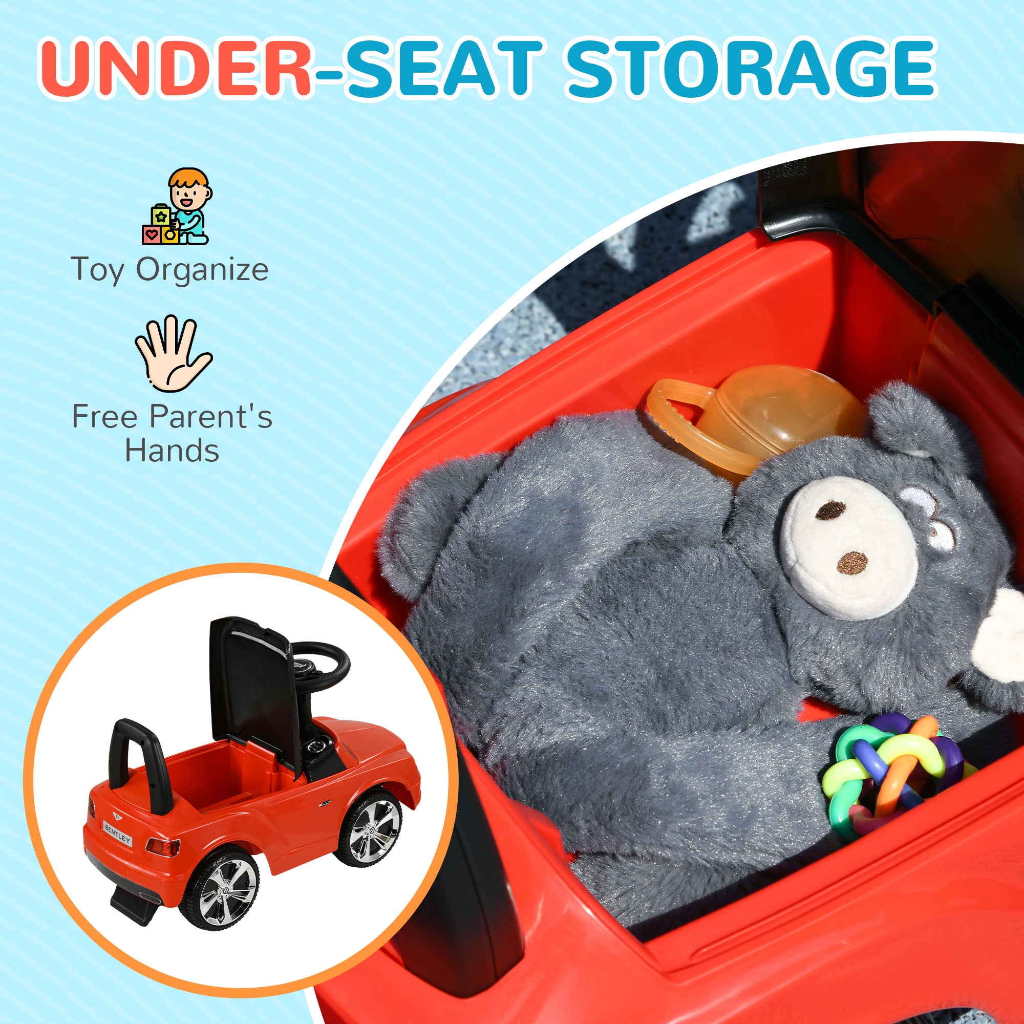 Bentley Bentayga Licensed Baby Car Foot To Floor with Horn Music, Under-Seat Storage, for 18-36 Months Red Push Cars for Toddlers   at Gallery Canada