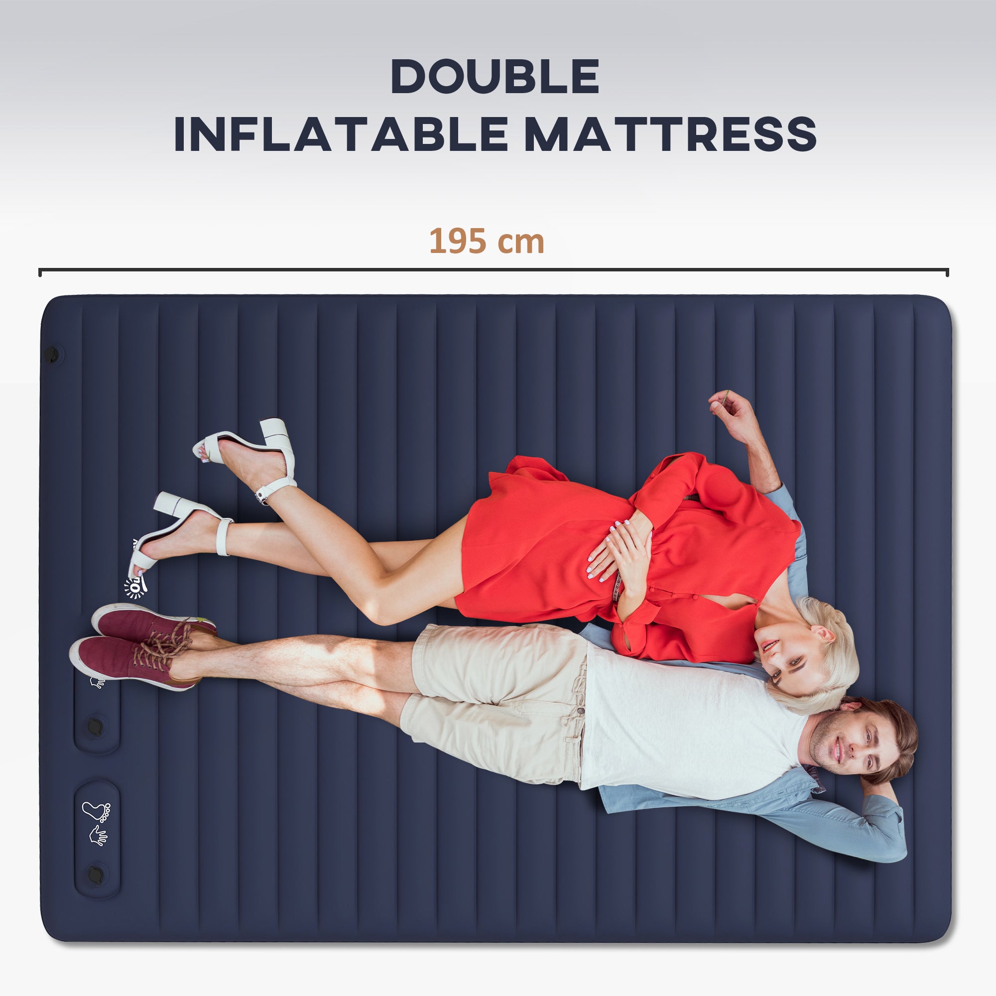 Double Size Air Bed with Built-in Foot Pump and Carry Bag, Blue Camping Cots at Gallery Canada