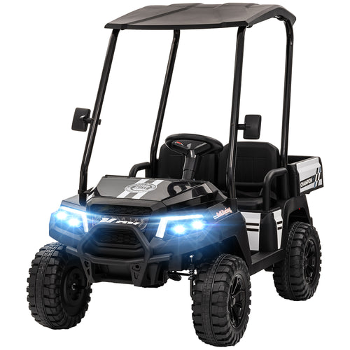 24V 2 Seater Electric Car for Kids w/ Remote Control, 4 Wheels Spring Suspension, Soft Start, Storage, Sunshade, Black