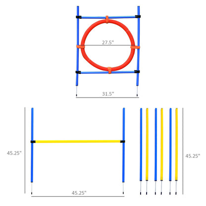 Dog Pet Obstacle Agility Training Kit High Jump Weave Pole Ring Obedience Equipment Portable Dog Agility Training Equipment   at Gallery Canada