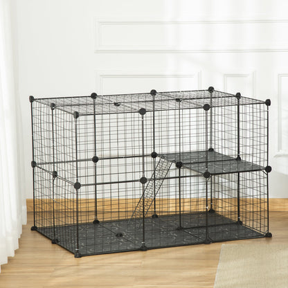 39 Pcs Small Animal Cage Bunny Hutch Portable Metal Wire with Ramps for Kitten Chinchilla, Black Houses & Habitats   at Gallery Canada