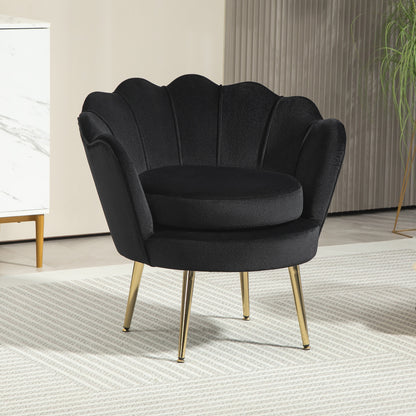 Modern Accent Chair, Velvet-Touch Fabric Leisure Club Chair with Gold Metal Legs for Bedroom, Black Accent Chairs Multi Colour at Gallery Canada