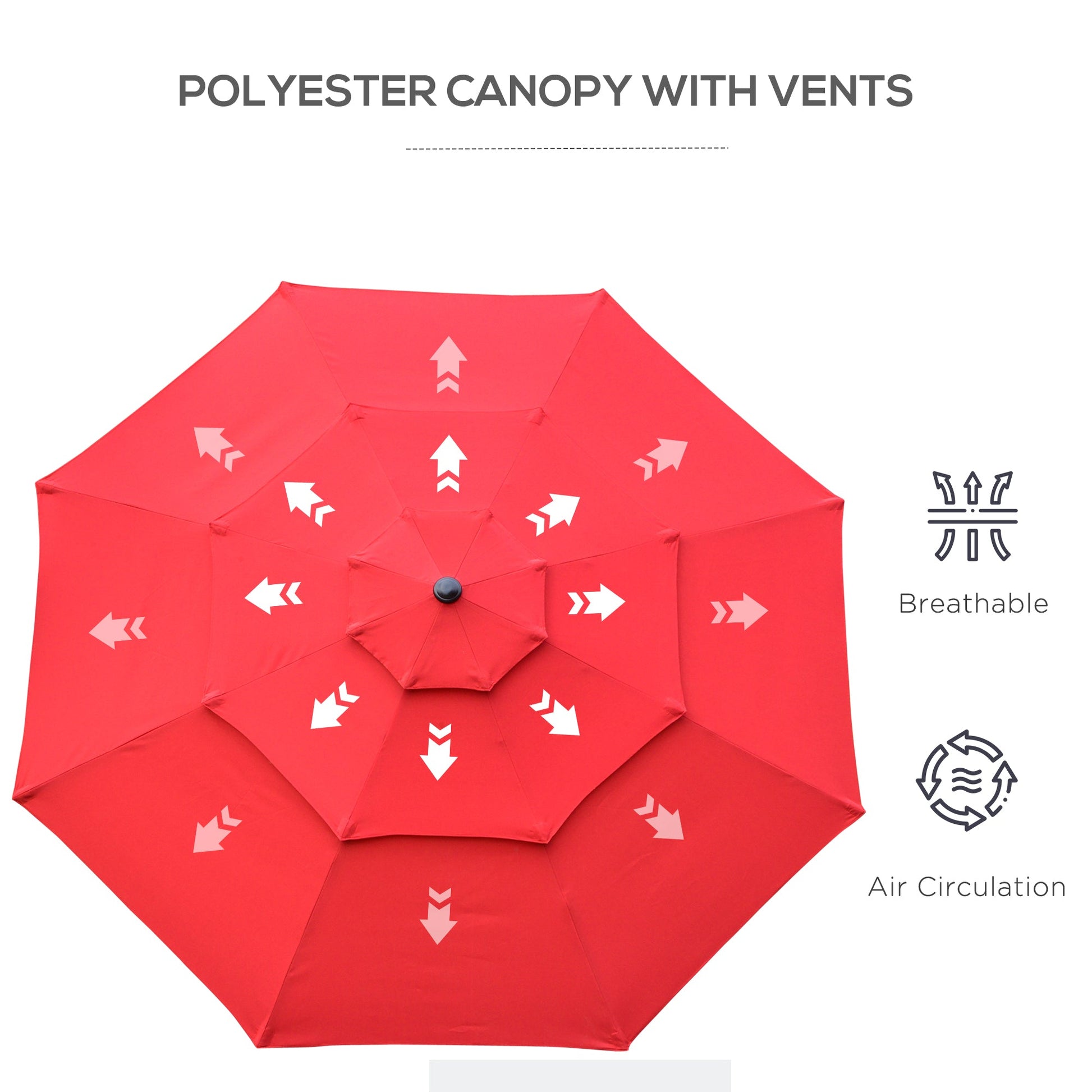 9FT 3 Tiers Patio Umbrella Outdoor Market Umbrella with Crank, Push Button Tilt for Deck, Backyard and Lawn, Red Sun Umbrellas   at Gallery Canada