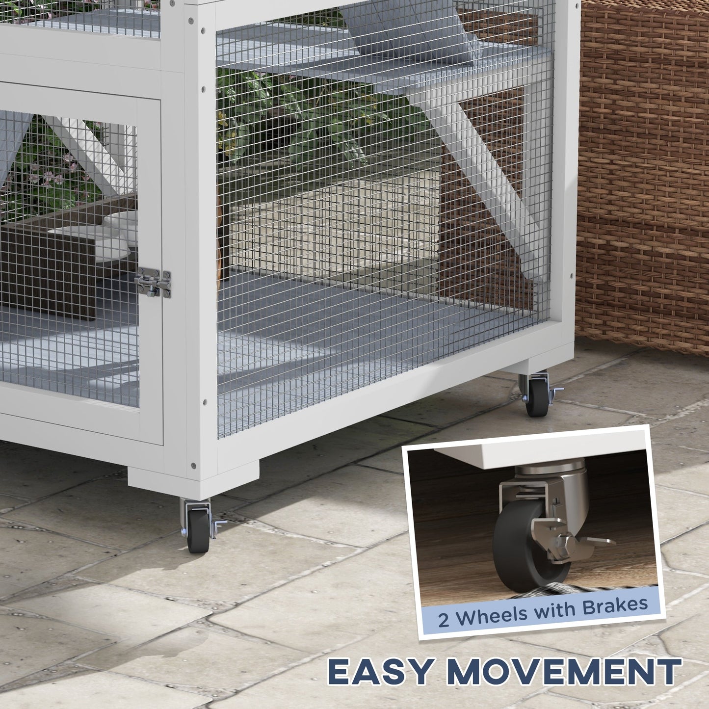 34" L Catio Outdoor Cat Enclosure on Wheels with Hammock Multiple Platforms Resting Condo Ramps, for 1-3 Cats Outdoor Cat Enclosures   at Gallery Canada