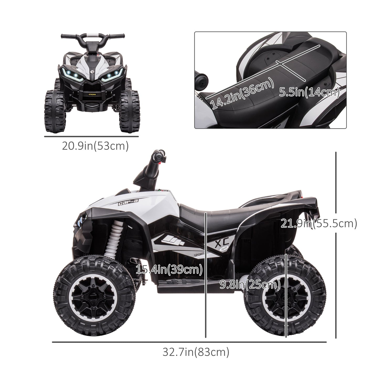 Kids 4 Wheeler Quad with Music, MP3, Headlights, High &; Low Speed, Kids ATV for 3-5 Years Old Boys &; Girl, White Electric Toy Cars   at Gallery Canada