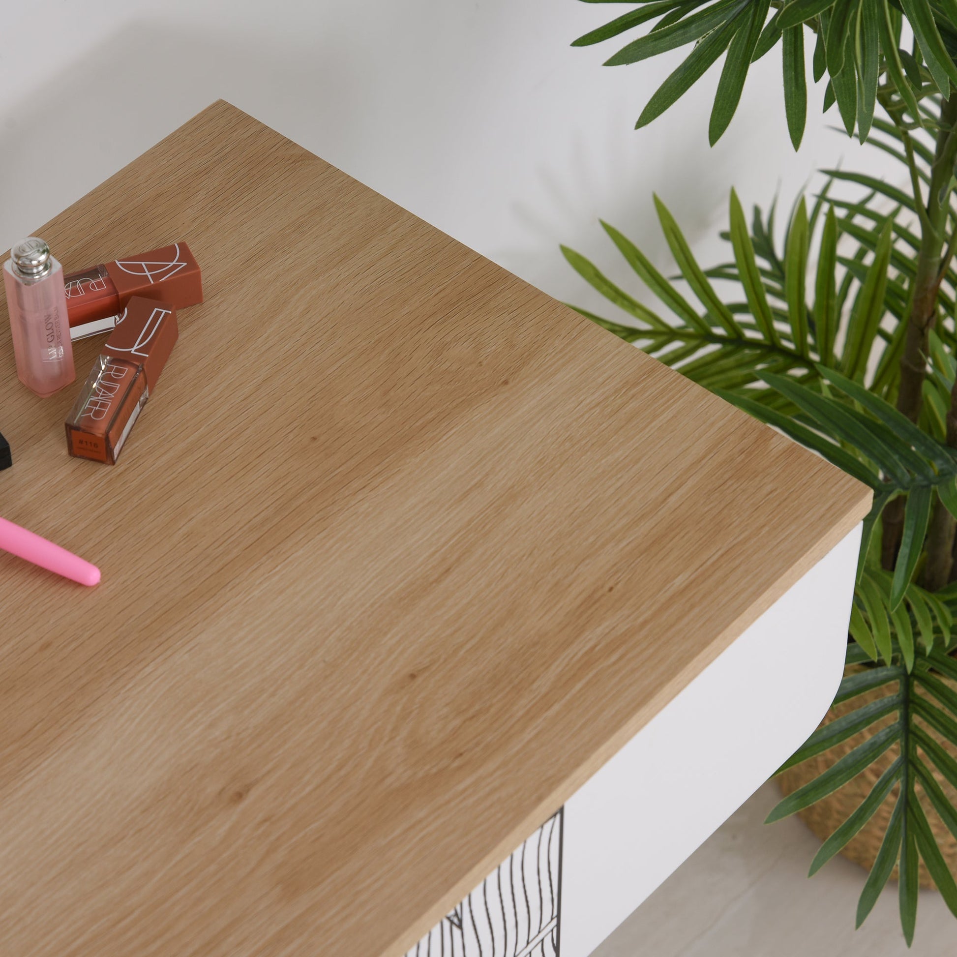 Vanity Desk with Mirror, Vanity Table with Drawer and Height Adjustable Mirror, Makeup Table with Wood Legs for Bedroom, Oak Dressing & Vanity Tables   at Gallery Canada