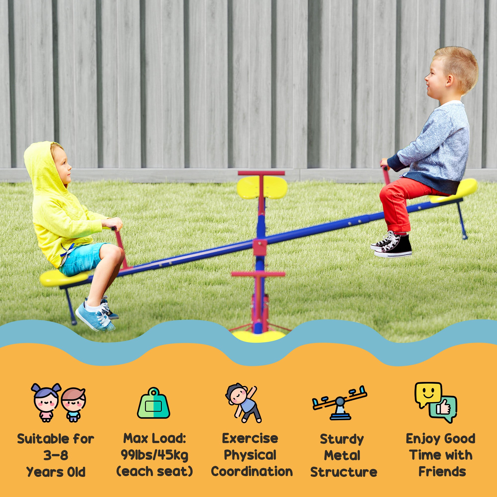 Kids Metal Seesaw Teeter Totter Children's Playground Equipment for Garden Outdoor Indoor Swing, 4 Seats Gym Sets & Swings at Gallery Canada