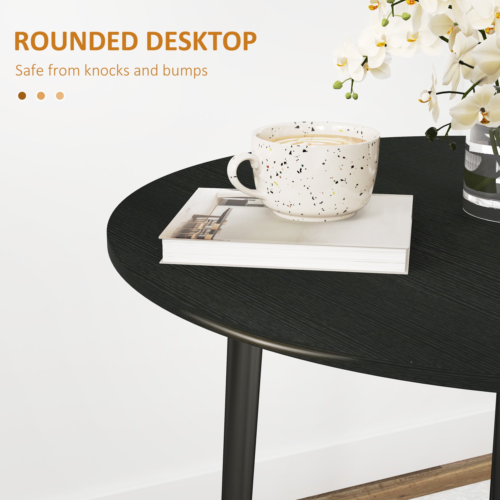 Folding Dining Table, Round Drop Leaf Kitchen Table for Small Spaces with Wood Legs, Distressed Black Bar Tables & Dining Tables at Gallery Canada